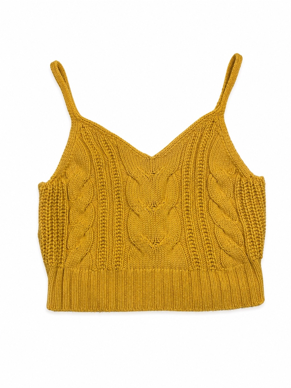 American Eagle Outfitters Mustard Cable Knit Crop Tank